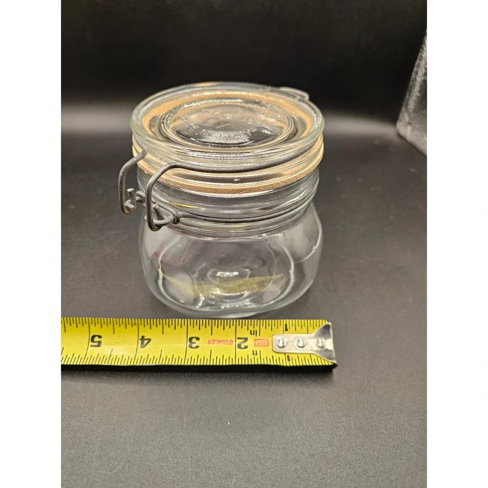 Fidenza Vetraria Italy Glass Jar Wire Bale Clamp Lid Airtight Storage Canister